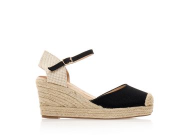 Εσπαντρίγιες πλατφόρμες μαύρες υφασμάτινες ΜΑΥΡΟ - Tsoukalas - 