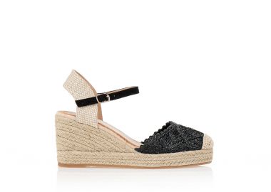 Εσπαντρίγιες πλατφόρμες με ανάγλυφο σχέδιο ΜΑΥΡΟ - Tsoukalas - 