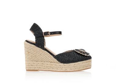 Εσπαντρίγιες πλατφόρμες με κόσμημα ΜΑΥΡΟ - Tsoukalas - 