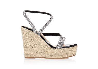 Εσπαντρίγιες πλατφόρμες με λουράκια από στρας ΜΑΥΡΟ - Tsoukalas - 