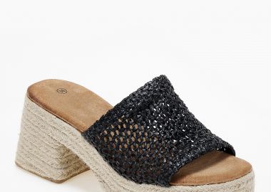 Εσπαντρίγιες πλατφόρμες με πλεκτό σχέδιο ψάθας - Μαύρο - Issue - 