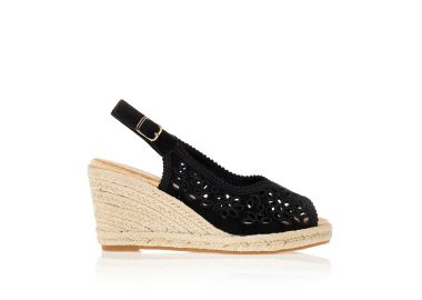 Εσπαντρίγιες πλατφόρμες με σχέδιο λουλουδιών ΜΑΥΡΟ - Tsoukalas - 