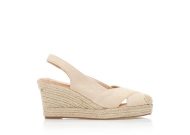 Εσπαντρίγιες πλατφόρμες μπεζ σουέτ με χιαστί σχέδιο στην φάσα ΜΠΕΖ - Tsoukalas - 