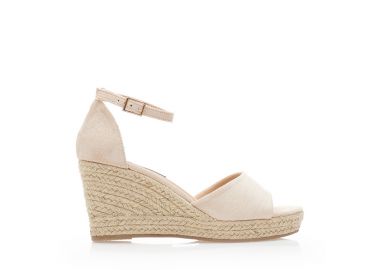 Εσπαντρίγιες πλατφόρμες μπεζ σουέτ με φαρδιά φάσα ΜΠΕΖ - Tsoukalas - 