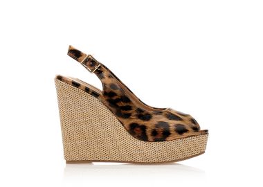 Εσπαντρίγιες πλατφόρμες TSOUKALAS animal print δερματίνη peep toe ΛΕΟΠΑΡ - Tsoukalas - 