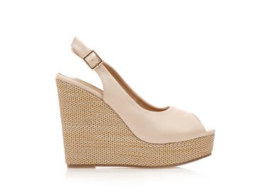 Εσπαντρίγιες πλατφόρμες TSOUKALAS μπεζ δερματίνη peep toe ΜΠΕΖ - Tsoukalas - 