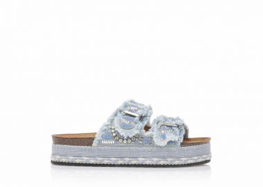 Εσπαντρίγιες TSOUKALAS flatforms γαλάζιες με ιδιαίτερο σχέδιο και στρας ΓΑΛΑΖΙΟ - Tsoukalas - 