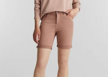 Esprit γυναικεία βερμούδα μονόχρωμη με ρεβέρ - 040EE1C320 Σάπιο Μήλο - ESPRIT - 