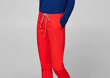 Esprit γυναικείο παντελόνι chinos με κορδόνι στην μέση - 029EE1B032 Κόκκινο - ESPRIT - 
