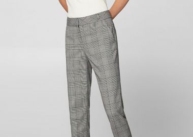 Esprit γυναικείο παντελόνι με καρό print - 019EO1B005 Γκρι - ESPRIT - 
