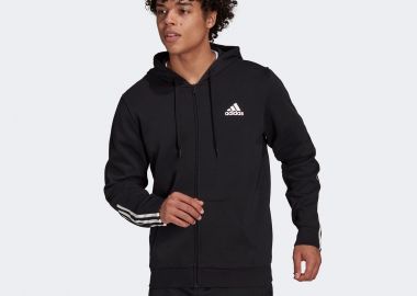 ESSENTIALS DOUBLE KNIT FULL-ZIP HOODIE ΜΑΥΡΟ - ADIDAS PERFORMANCE - 