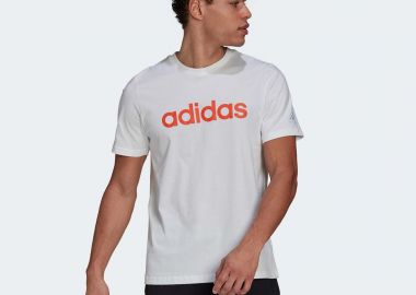 ESSENTIALS EMBROIDERED LINEAR LOGO T-SHIRT ΑΣΠΡΟ - ADIDAS PERFORMANCE - 