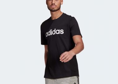 ESSENTIALS EMBROIDERED LINEAR LOGO T-SHIRT ΜΑΥΡΟ - ADIDAS PERFORMANCE - 