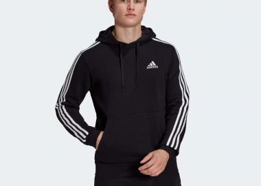 ESSENTIALS FLEECE 3-STRIPES HOODIE ΜΑΥΡΟ - ADIDAS PERFORMANCE - 