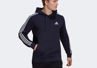ESSENTIALS FLEECE 3-STRIPES HOODIE ΜΠΛΕ - ADIDAS PERFORMANCE - 