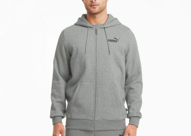 ESSENTIALS FULL-ZIP SMALL LOGO HOODIE ΓΚΡΙ - PUMA - 