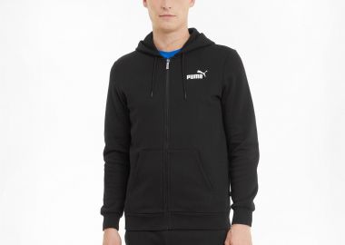 ESSENTIALS FULL-ZIP SMALL LOGO HOODIE ΜΑΥΡΟ - PUMA - 