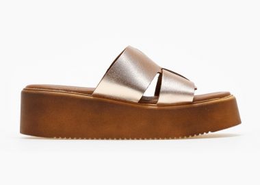 Estil Δερμάτινα flatforms με ανοίγματα - 262 - Χάλκινο - Estil - 