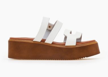 Estil Δερμάτινα σανδάλια flatform με ανοίγματα - 82 - Λευκό - Estil - 