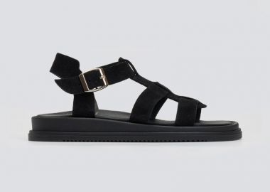 Estil Δερμάτινα suede σανδάλια gladiator - 1810NK (Καστορι) - Μαύρο - Estil - 