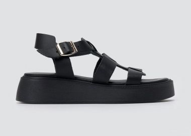 Estil Flatform σανδάλια - 1725 - Μαύρο Ματ - Estil - 