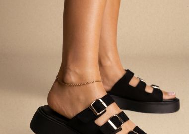 Estil Flatform σανδάλια - 26NK-1721 - Μαύρο Σουέτ - Estil - 