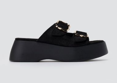 Estil Flatform σανδάλια - 26NK-H2215 - Μαύρο Σουέτ - Estil - 