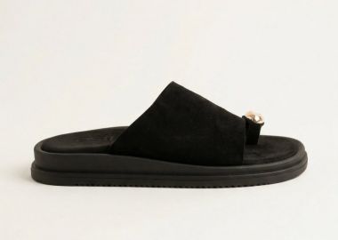 Estil Flatform σανδάλια με δαχτυλίδι δακτύλου - 26NK-1821 - Μαύρο Σουέτ - Estil - 
