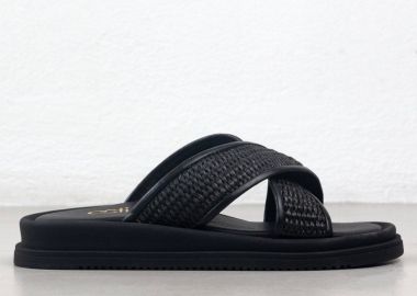 Estil Πλεκτά σανδάλια με λουριά που διασταυρώνονται - F3 (ψαθα) - Μαύρο - Estil - 