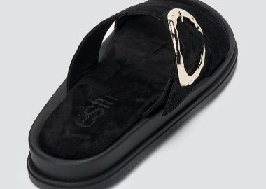 Estil Σανδάλια Flatform με αγκράφα - NK26-1823 - Μαύρο Σουέτ - Estil - 