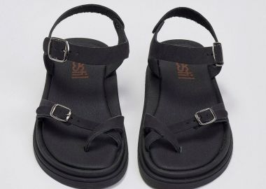 Estil Σανδάλια nubuck με λουράκι - Φ-132 - Μαύρο - Estil - 