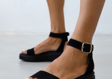 Estil Suede flatforms με μπαρέτα - NK--1403 - Μαύρο - Estil - 