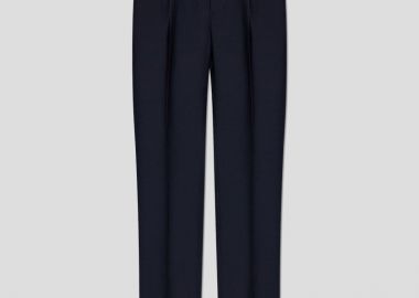 ETRO Ανδρικό Μπλε Navy Blue Wool Pleated Trousers - ETRO - 
