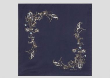 ETRO Ανδρικό Μπλε Printed Silk Pocket Square - ETRO - 