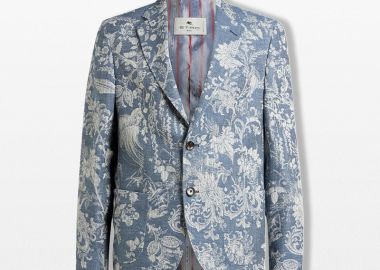 ETRO Ανδρικό Μπλε Single Breasted Jacquard Blazer - ETRO - 
