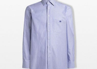 ETRO Ανδρικό Μπλε Striped Cotton Shirt - ETRO - 