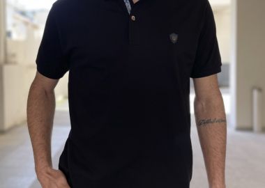 Everbest ανδρική μαύρη πικέ Polo μπλούζα Plus Size 242833 - Everbest - 