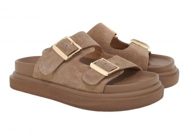 EXE Shoes Γυναικεία Παντόφλας FLATFORMS 03R-232 Μπέζ Σκούρο Καστόρι W403R232238Z - EXE - 