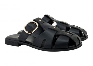 Exe Shoes Γυναικεία Παπούτσια FLATS MULES 03R-351 Μαύρο Δέρμα W403R3511002 - EXE - 