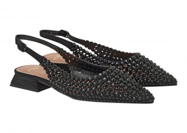 Exe Shoes Γυναικεία Παπούτσια SLINGBACK HILLLARY-141 700-141 Μαύρο Στράς W47001411171 - EXE - 