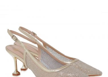 EXE Shoes Γυναικεία Παπούτσια SLINGBACK Mules 700-511 Πλατίνα Στράς U47005114Z36 - EXE - 