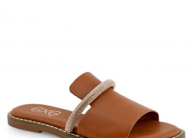 EXE Shoes Γυναικεία Πέδιλα 700-379 Ταμπά Ρόζ Χρυσό Στράς Q4700379143B - EXE - 