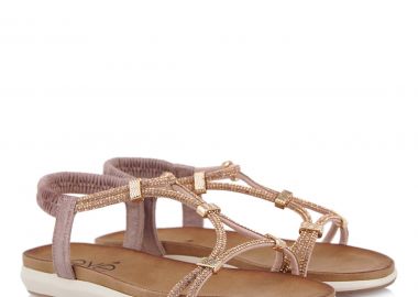 EXE Shoes Γυναικεία Πέδιλα 89Q-632 Ροζ Χρυσό Στρας S489Q6321E95 - EXE - 