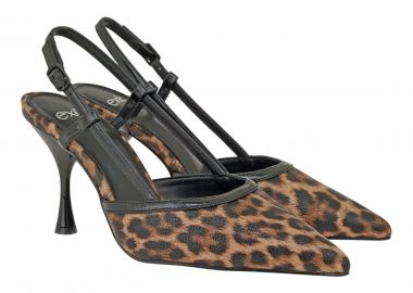 Exe Shoes Γυναικείες Γόβες 700-834 SLINGBACK Λεοπάρ V470083458F3 Μαύρο Σπαστό - EXE - 