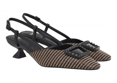 Exe Shoes Γυναικείες Γόβες Πέδιλα 700-752 Μαύρο Μπέζ Ψάθα Μαύρο U4700752273T - EXE - 