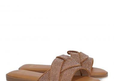 EXE Shoes Γυναικείες Παντόφλες 36W-071 ΡΟΖ ΧΡΥΣΟΣ ΣΤΡΑΣ U436W071137M - EXE - 