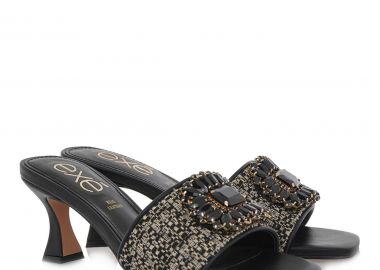 EXE Shoes Γυναικείες Παντόφλες lUCIA-582 700-582 Μαύρο Χρυσό Μπουκλέ S470058243C7 - EXE - 