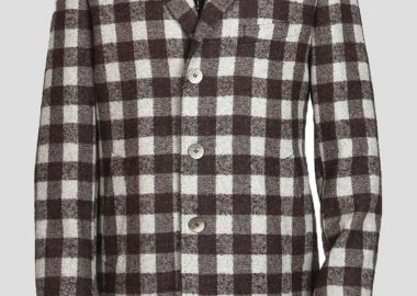 EXIBIT Ανδρικό Καφέ Plaid Wool Coat - EXIBIT - 