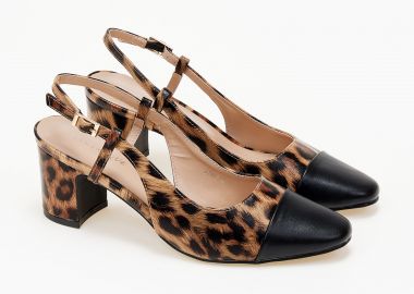 Εξώφτερνα γοβάκια με χοντρό τακούνι - Λεοπάρ - Issue - 