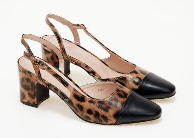 Εξώφτερνα γοβάκια με χοντρό τακούνι - Λεοπάρ - Issue - 